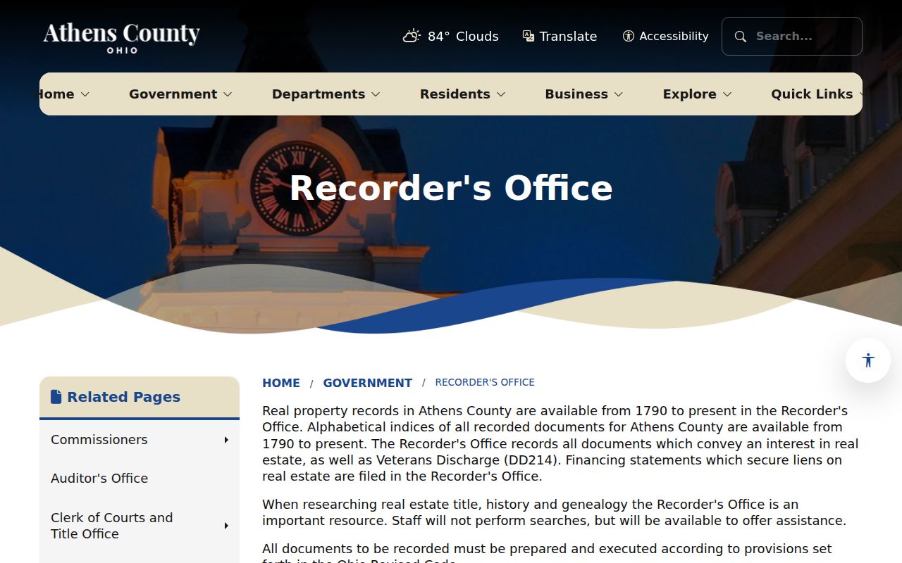 Athens residents directory source at the Athens County Recorder