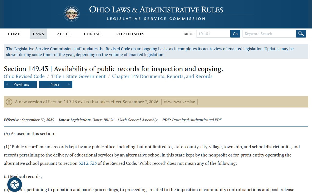 Athens neighbors reference to the Ohio Public Records Act