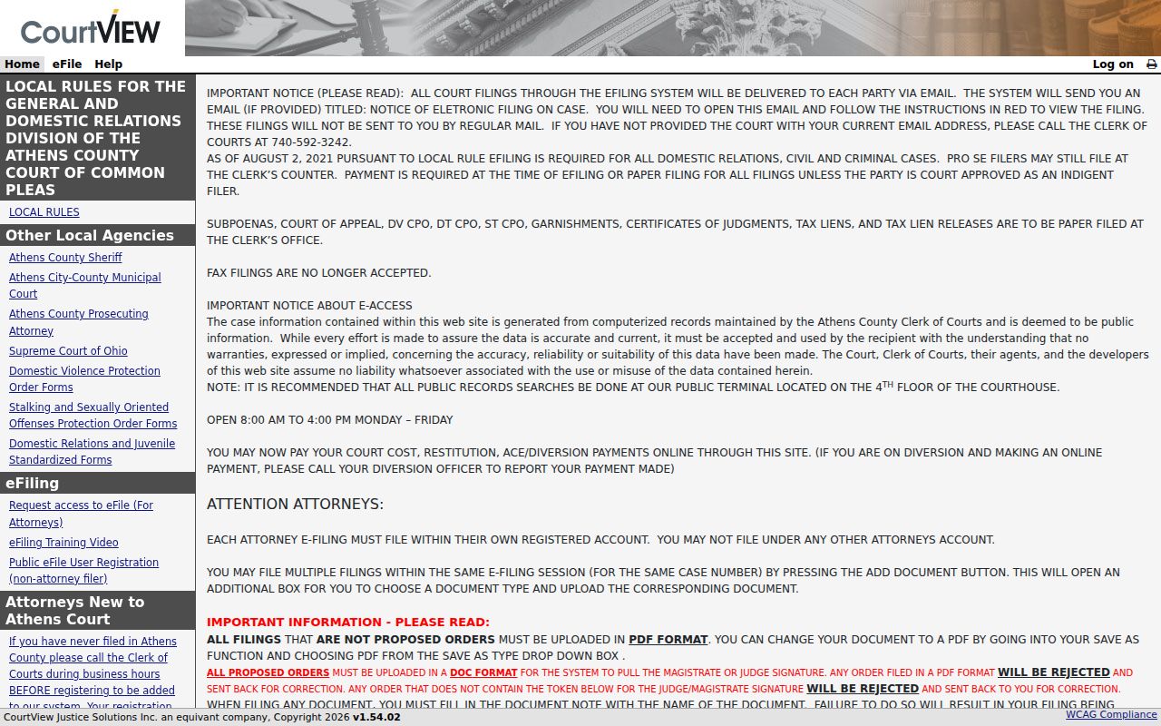 Athens resident lookup Common Pleas CourtView portal