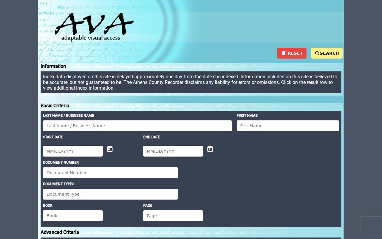 Athens street directory Recorder AVA deed and address index